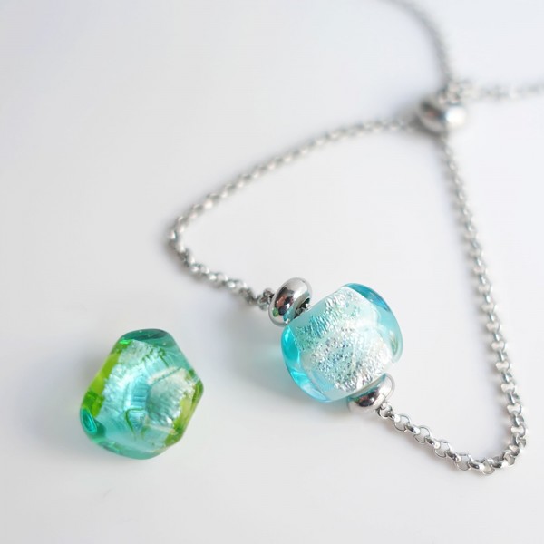 燒玻璃・銀箔閃亮玻璃珠燒製